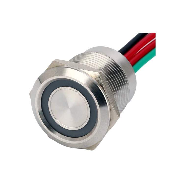 19mm Concave Type Momentary 12V Ip68 Waterproof 19Mm Flat Head Ring Led Metal Switch Underwater Capacitive Touch Piezo Switch