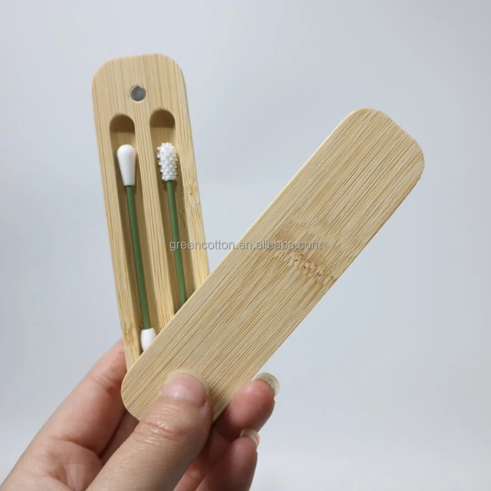 Многоразовые силиконовые ватные палочки Qtips в БАМБУКОВОМ