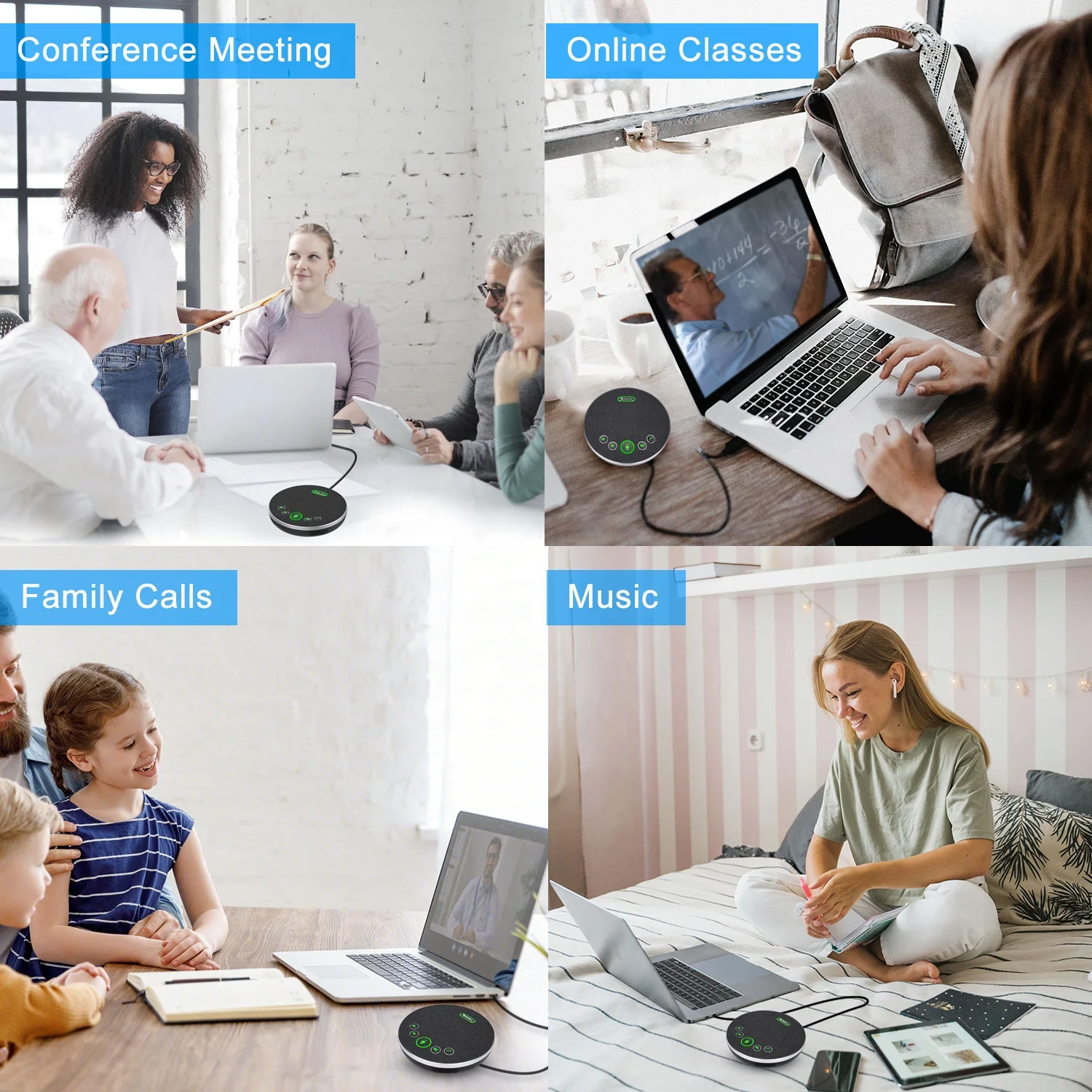 USB Speakerphone Built-in Full Duplex 360 Voice Pickup AI Microphones Conference Speaker for Video Conference Gaming Chatting Sk