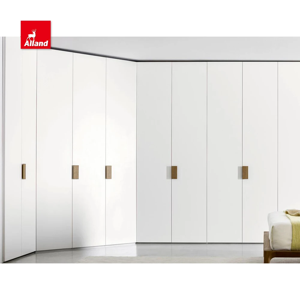 Allandcabinet Классический Белый окрашенный угловой шкаф для спальни на заказ высококачественный лаковый L-образный Раскладной роскошного дома
