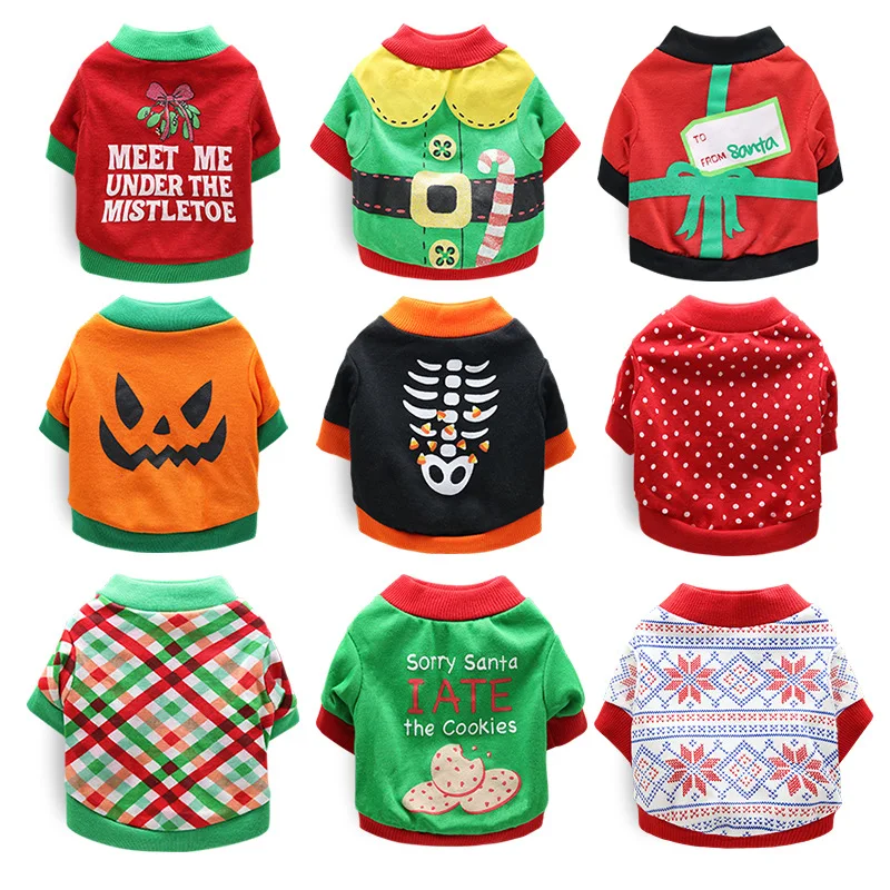 New Year Puppy Halloween Pet Chihuahua Poodle Teddy Vest Shirt Christmas Dog Clothes Pet Clothing For Small Medium Dogs