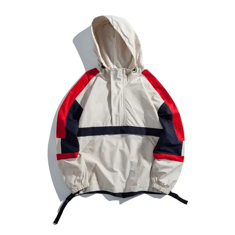 Wholesale Fashion Hip Hop Street Style 1/4 Zipper Hooded Jacket