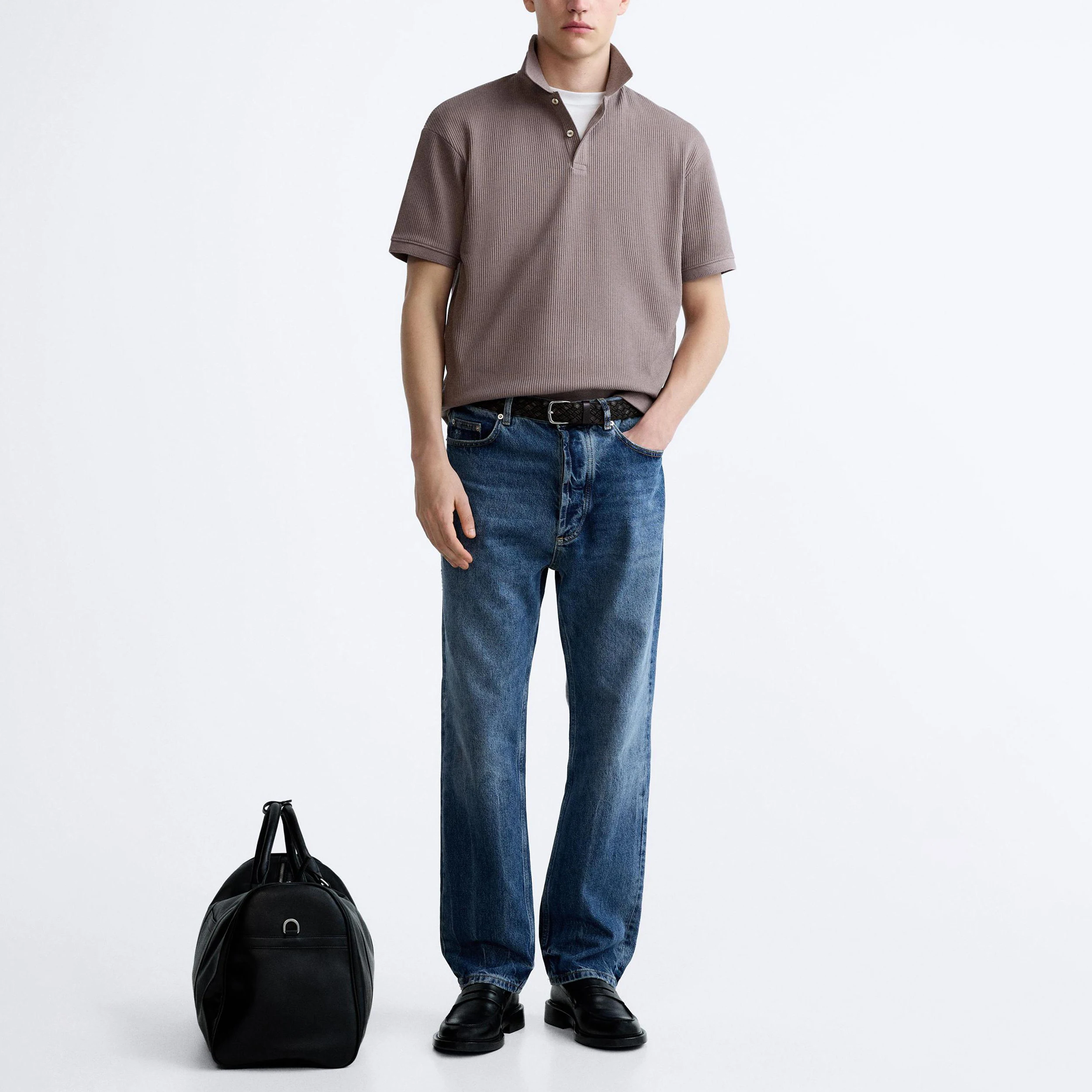 AiNear wholesale custom logo design oem & odm vintage short sleeve polo collar 260gsm male organic cotton shirt and t-shirt