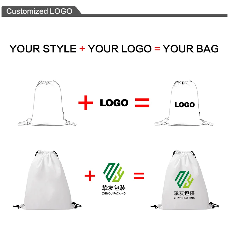 Custom print logo gym non woven drawstring backpack bag
