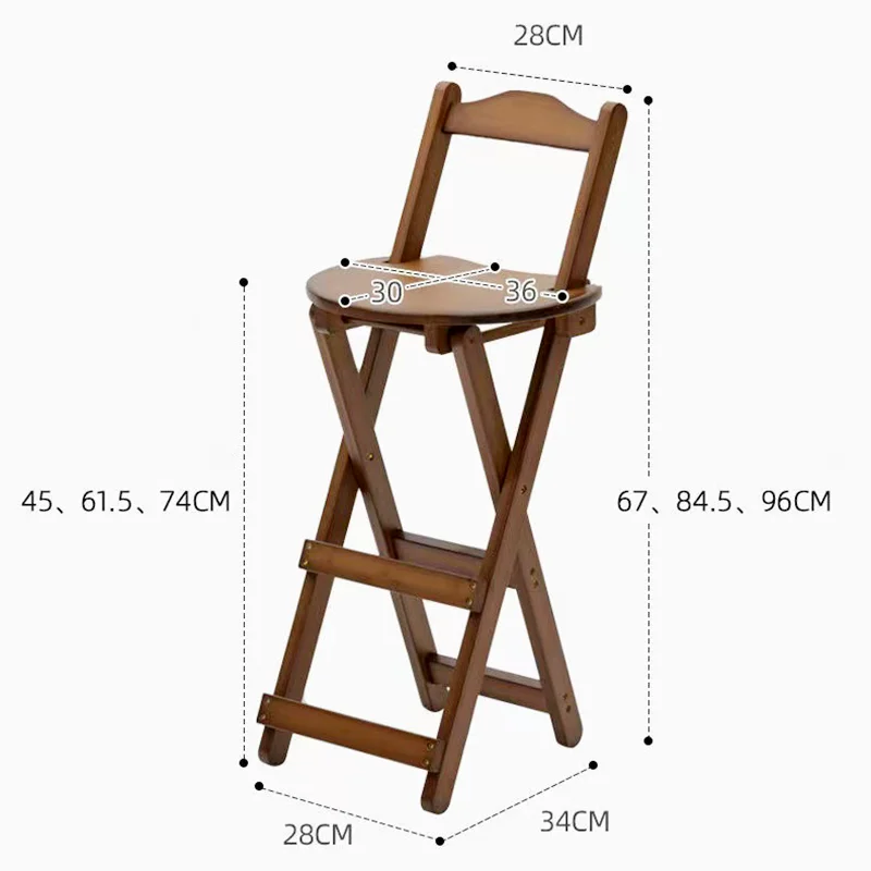 Furniture Foldable Cheap Restaurant High Bamboo Bar Dining Stools Chair Wholesale with Back Rest Modern for Kitchen Counter