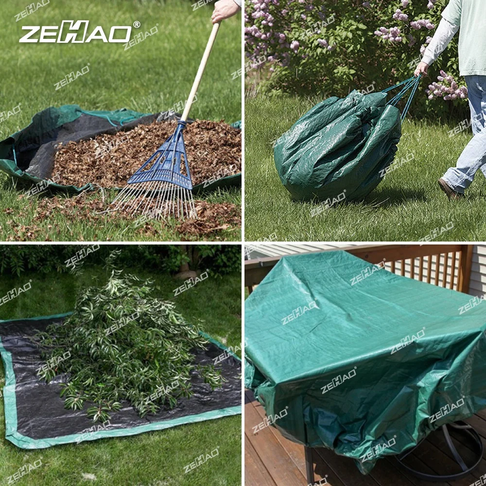 Factory Garden Lawn Yard Waste Tarpaulin Container Fall Leaves Bag Garden Yard Leaf Waste Tarp Poly Yard Tarp
