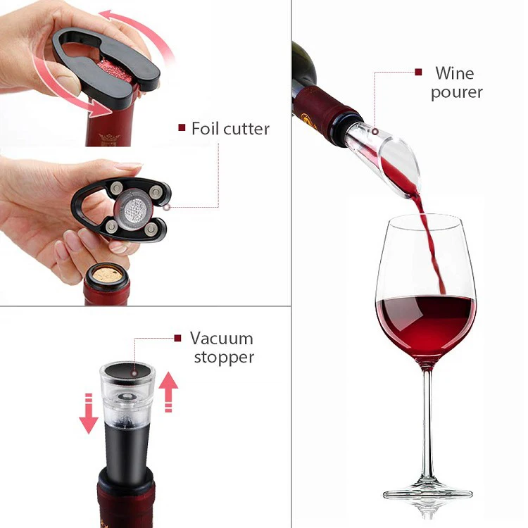 Amazon 2022 Hot Selling Birthday Gift Items Electronic Novelty Product Wine Vacuum Opener Stopper Gift Set with Customized Logo