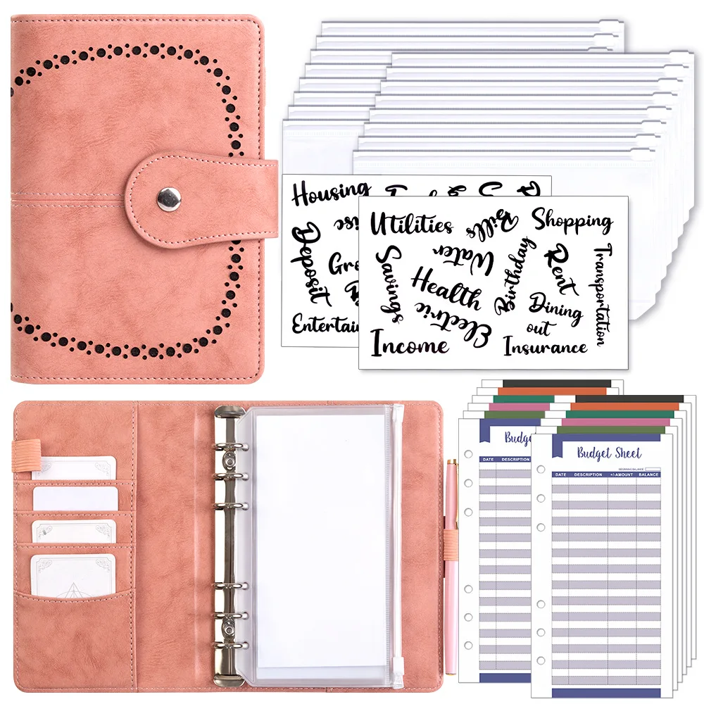 money binder budget recipe organizer binder budget planner notebooks customizable a6 leather budget binder with zipper bag