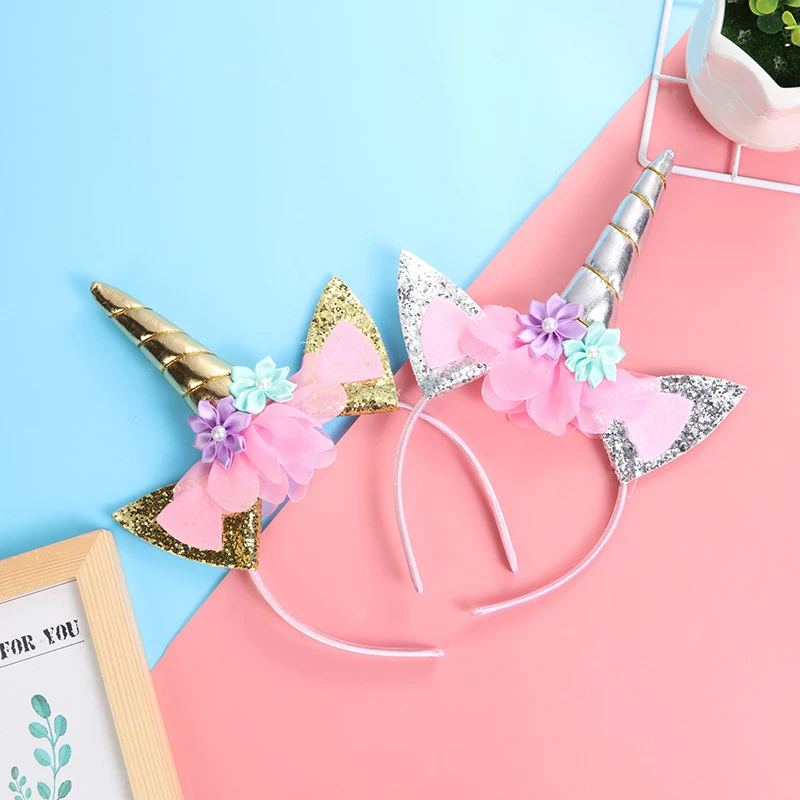 Повязка для волос в виде единорога на день рождения, украшение для вечеринки, головной убор для вечеринки