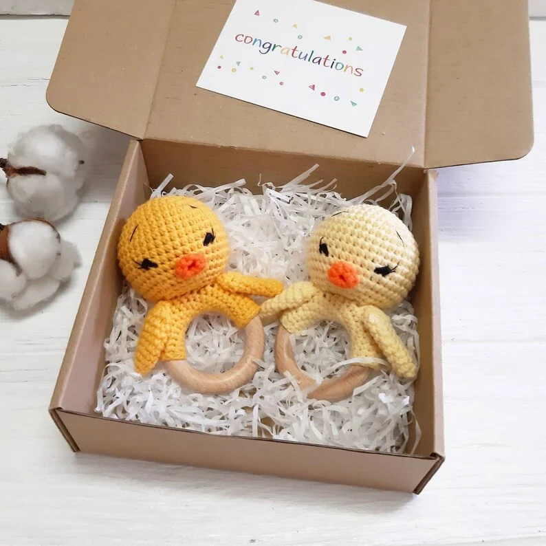 Thanksgiving Duck Baby Easter Basket Stuffers Toddler Toys Baby First Easter Bird Baby Crochet Rattle