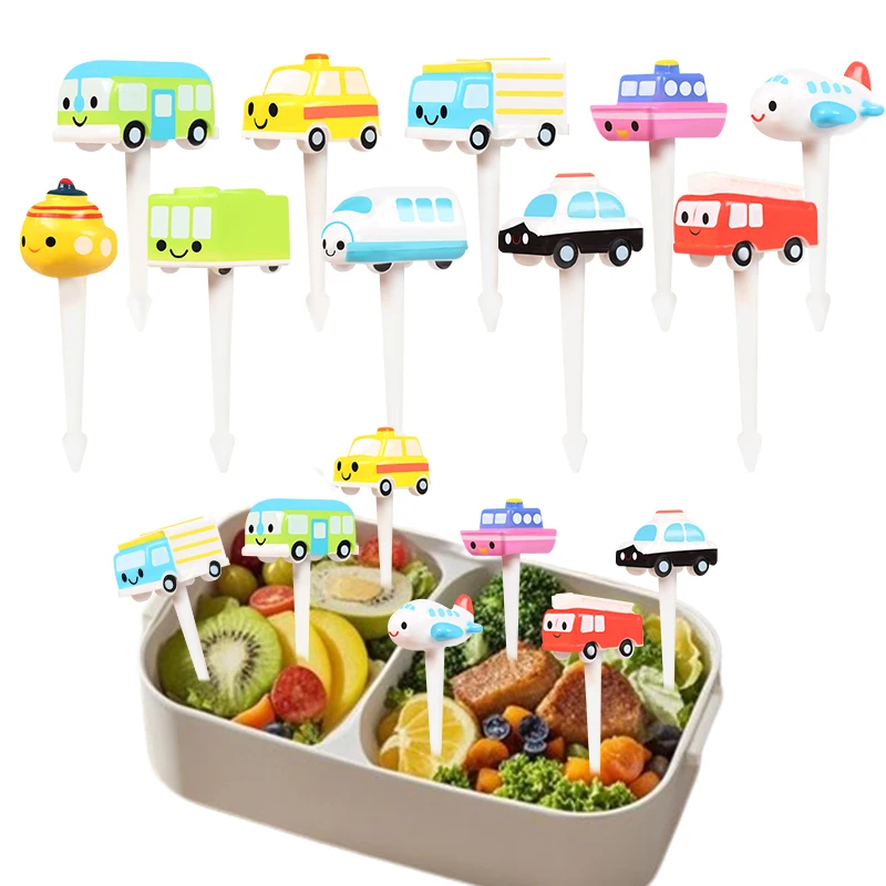 Cartoon Car Bus Taxi Garpu Tusukan Buah Unik Karakter Makanan Fruit Food Pick Bekal Sekolah Bento