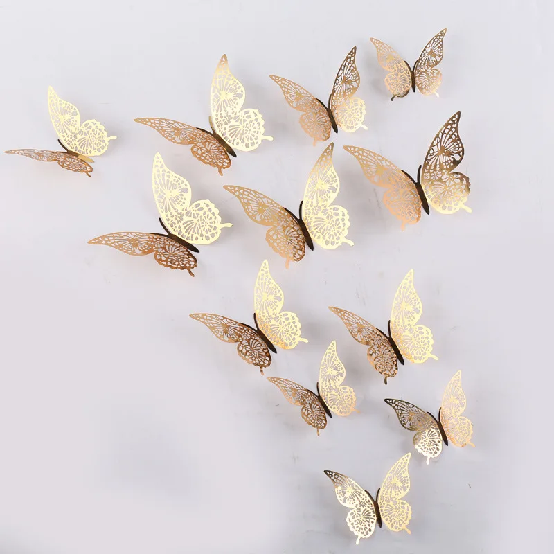 Hollow butterfly 3D hollow  metal butterfly wall decoration home living room three-dimensional butterfly decoration