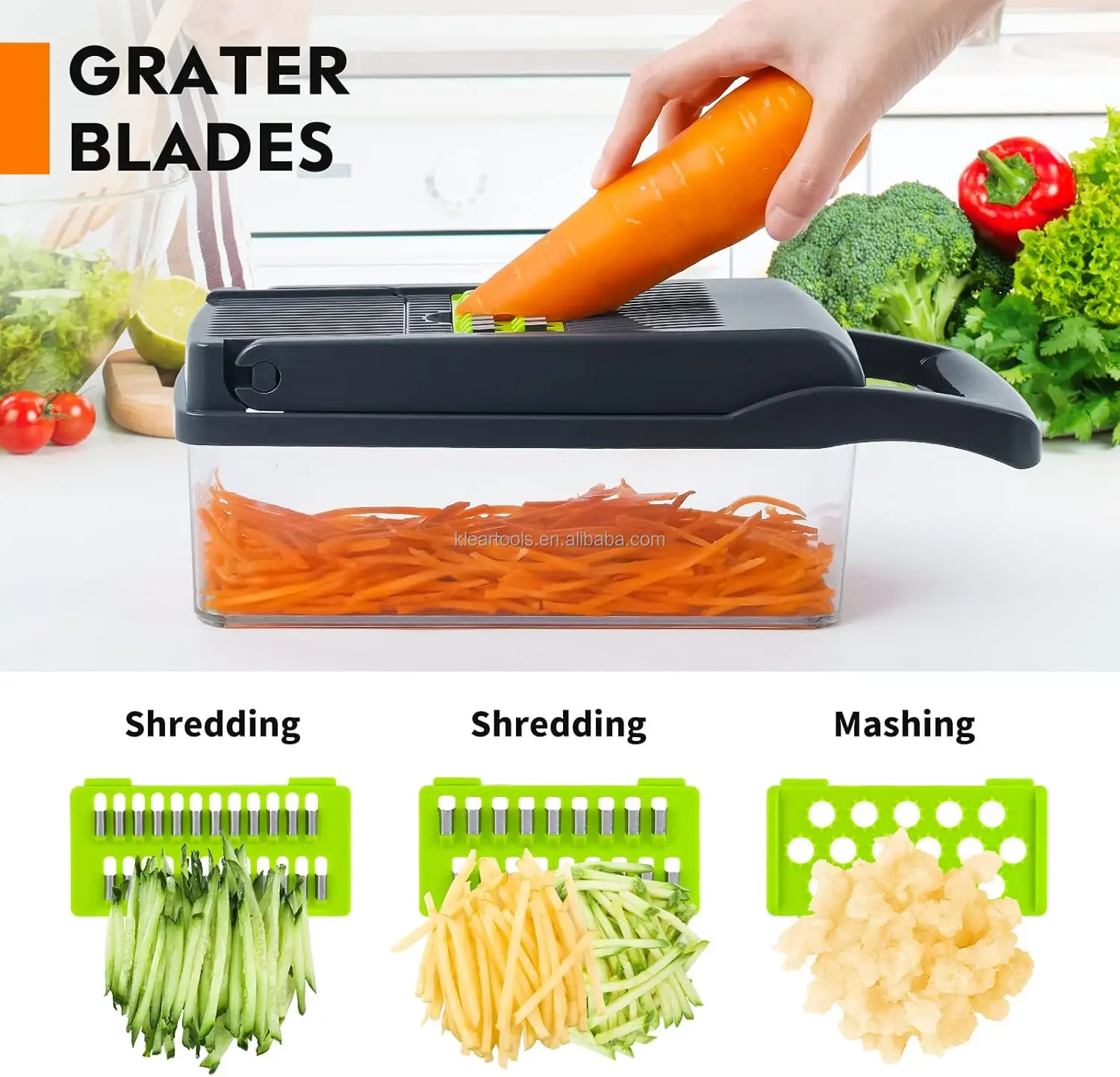 16-in-1 Multifunctional  Onion Chopper with Container Cheese Slicer Food Chopper 8 Blades Veggie Vegetable Chopper