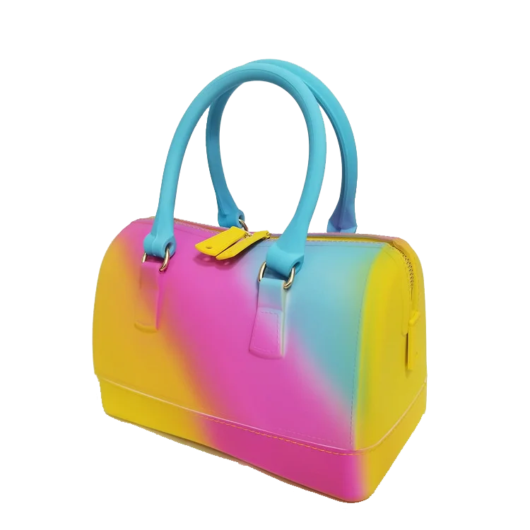 
TS9075 New Arrivals Ladies Fashion rainbow pillow jelly tote handbag colorful Jelly PVC shoulder bag summer jelly bags for women 
