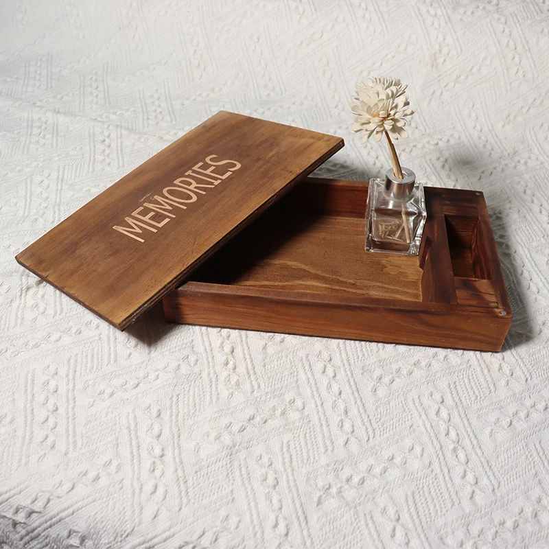 Memory Vintage Rustic Style Home Decor Wooden box with Magnet for Photo Storage Organization