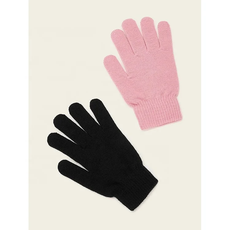 Custom Logo Winter Non-slip Stretchy Cuff Ribbed Knitted Soft Warm Women Hand Gloves