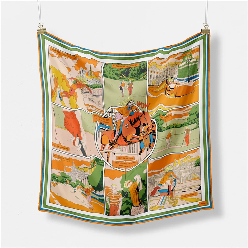 Оптовая продажа женский шарф шелковый шея квадратный брендовый офисный платок глушитель официант Бортпроводник