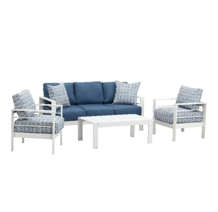 Luxury A 3-seat Conversation Sofa with Cushions Outdoor Aluminum Sofa Furniture for Patio Usage