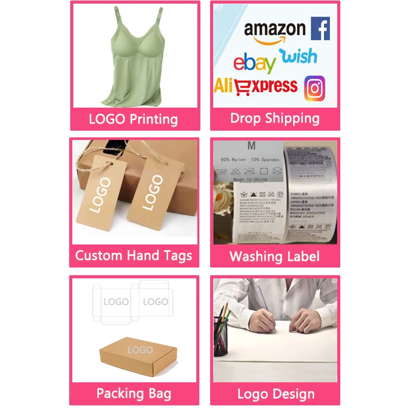 Wholesale M-2XL No Trace Ice Silk Detachable Pad Pregnancy Camisole Maternity Clothes Breastfeeding Tank Tops for Women