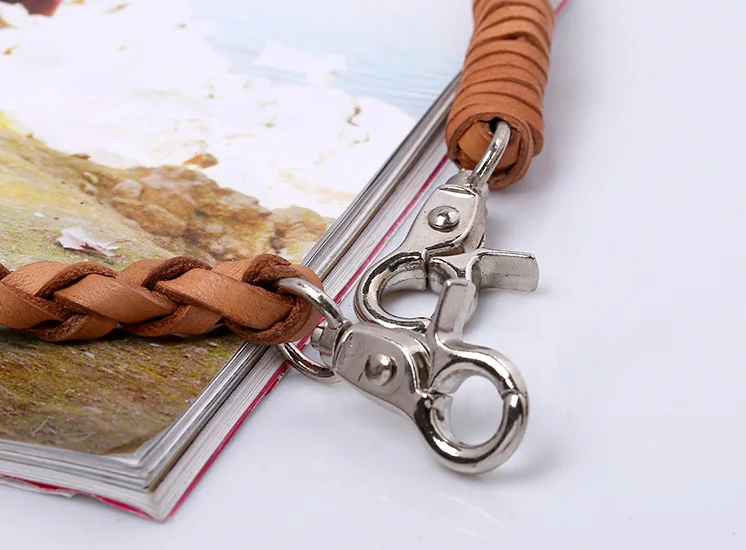 New arrival punk rock men Jean Chain handmade braid genuine leather trouser chain Accessories vintage leather wallet chain