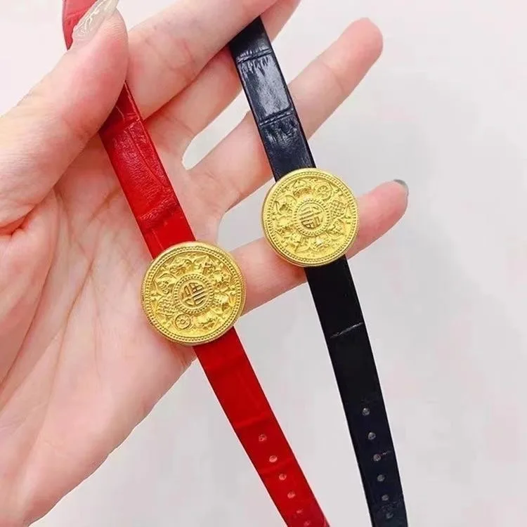 Simple Leather Bracelet with Light Gold Buckle Jewelry String Letter Classic Minimalist Leather Strap Accessories  8mm 10mm