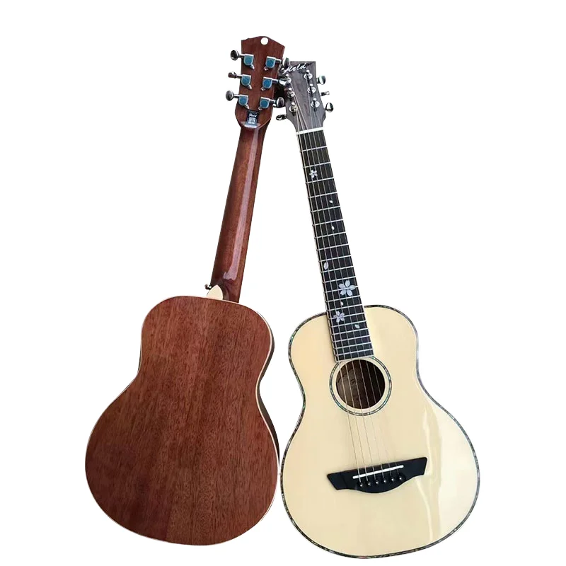 Wholesale 30-Inch Travel Guitar for Kids Spruce Veneer Musical Instrument With Mahogany/Rosewood Back/Side Sapele Neck