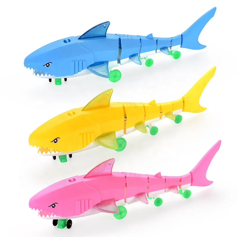shark  plastic light  led toys with string for children party Electric universal Leash car