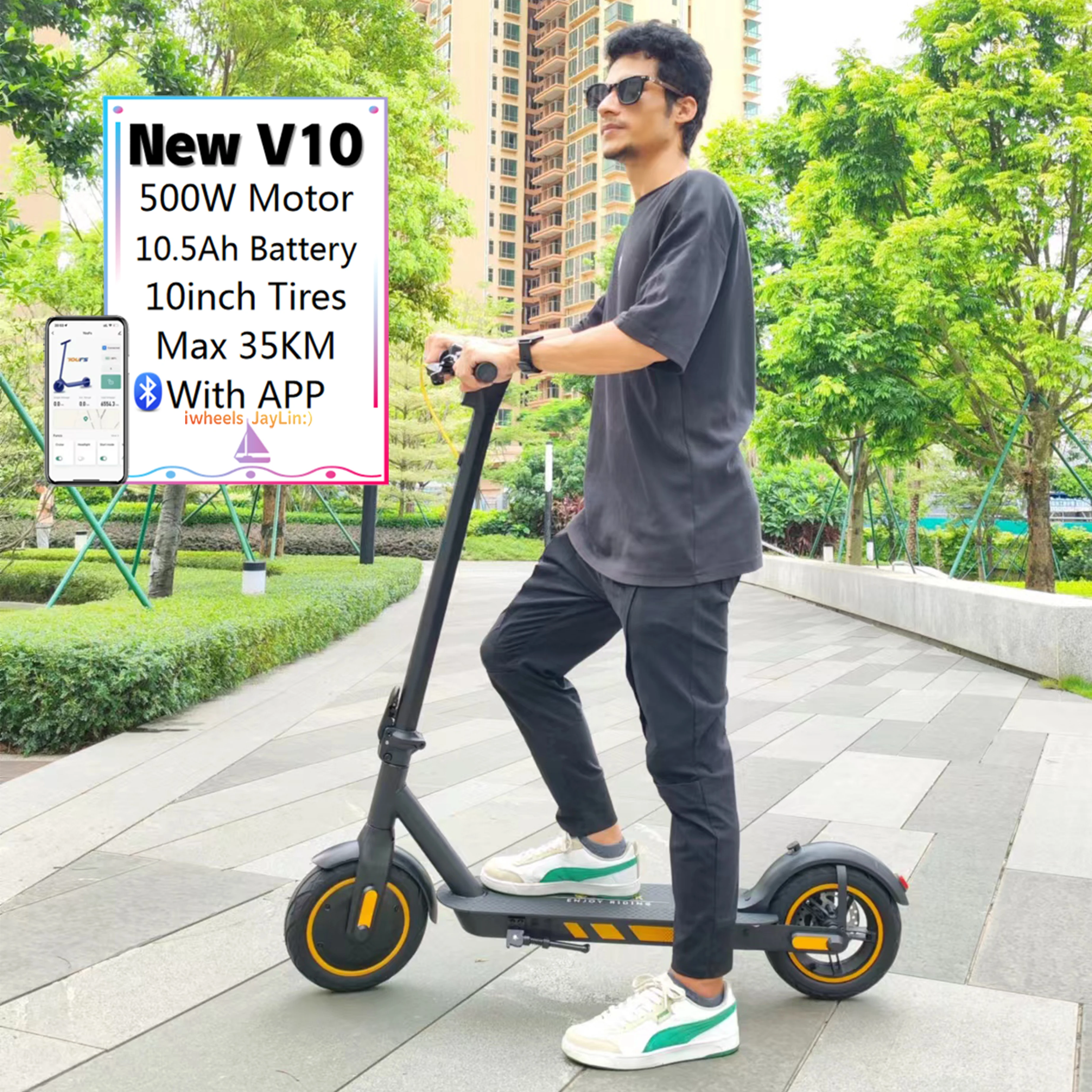 ЕС США Бесплатная доставка в наличии V10 электронный скутер 10 дюймов 30 км/ч Elektro Trottinette 500 Вт оптовая продажа trelroller Pro 1S M365 Электрический