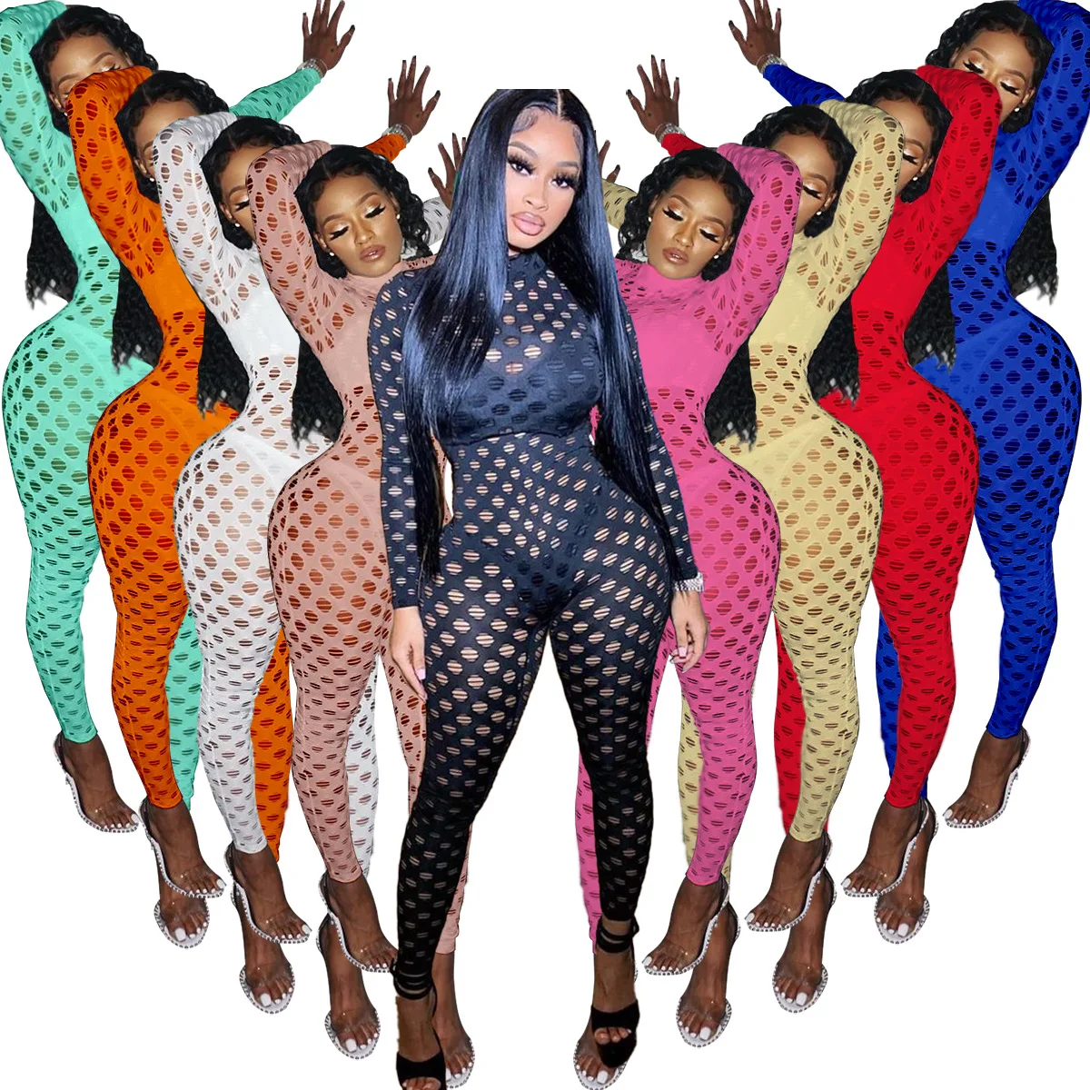 Летний женский комбинезон для ночного клуба, сексуальный сетчатый комбинезон с ушками, эластичный Облегающий комбинезон