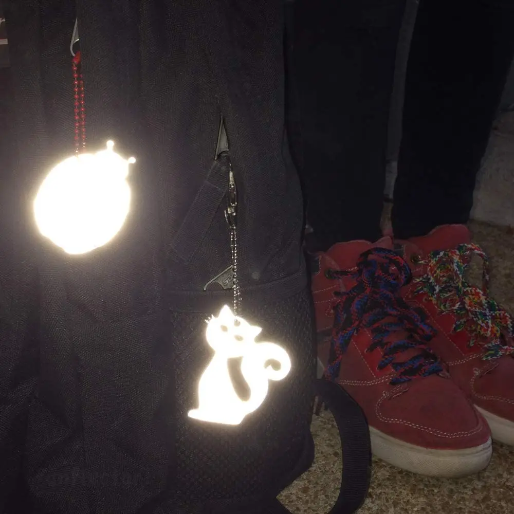 EN17353 hi-viz safety stroller reflectors cute reflex gear pendant soft reflective keychain in backpack for bags decoration