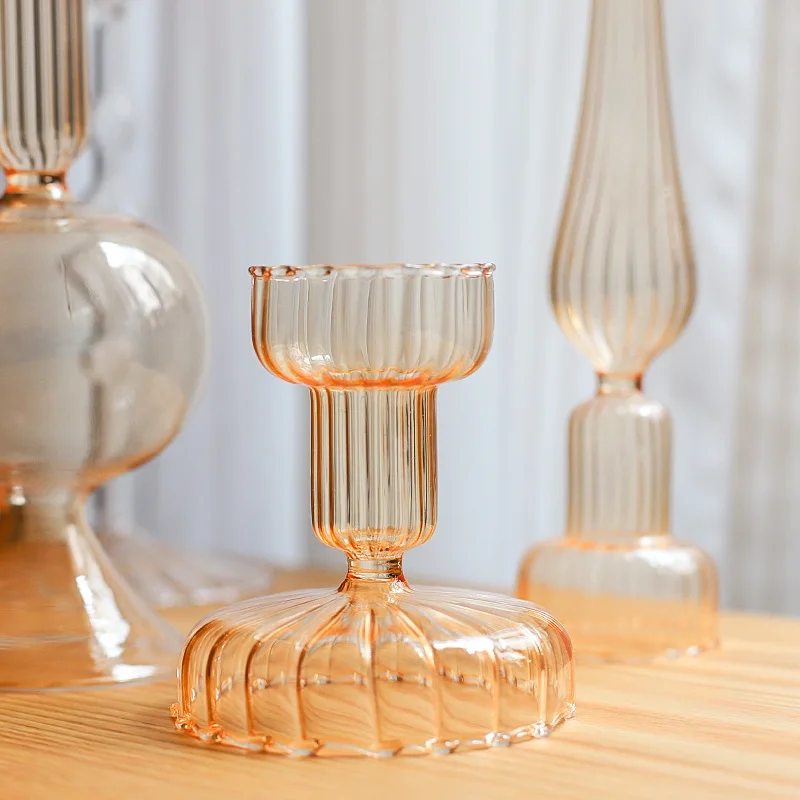 Cheap Creative Glass Candle Holder Hotel Home Table Wedding Decoration Tall Glass Candlestick