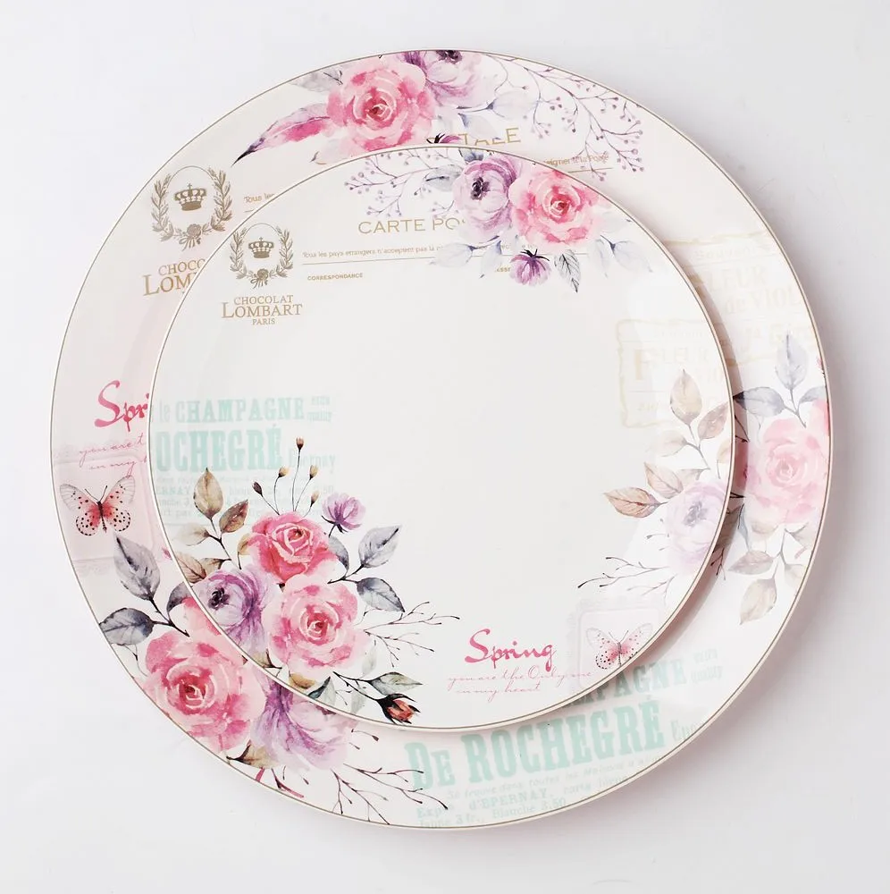 Europe modern style on-glaze decal porcelain dishes ceramic plates