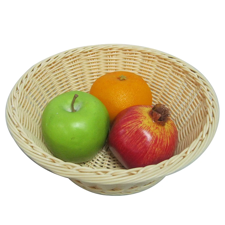 Wholesale Good Quality new washable Rectangular PP Plastic Rattan Storage Fruit Vegetable Bread Display Basket For Supermarket