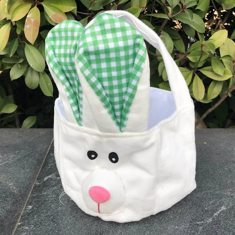 Plush Easter Basket with Rabbit Ears Sublimation Easter Baskets Storage Candy Bag 2023 Custom Polyester Easter Decoration 50pcs