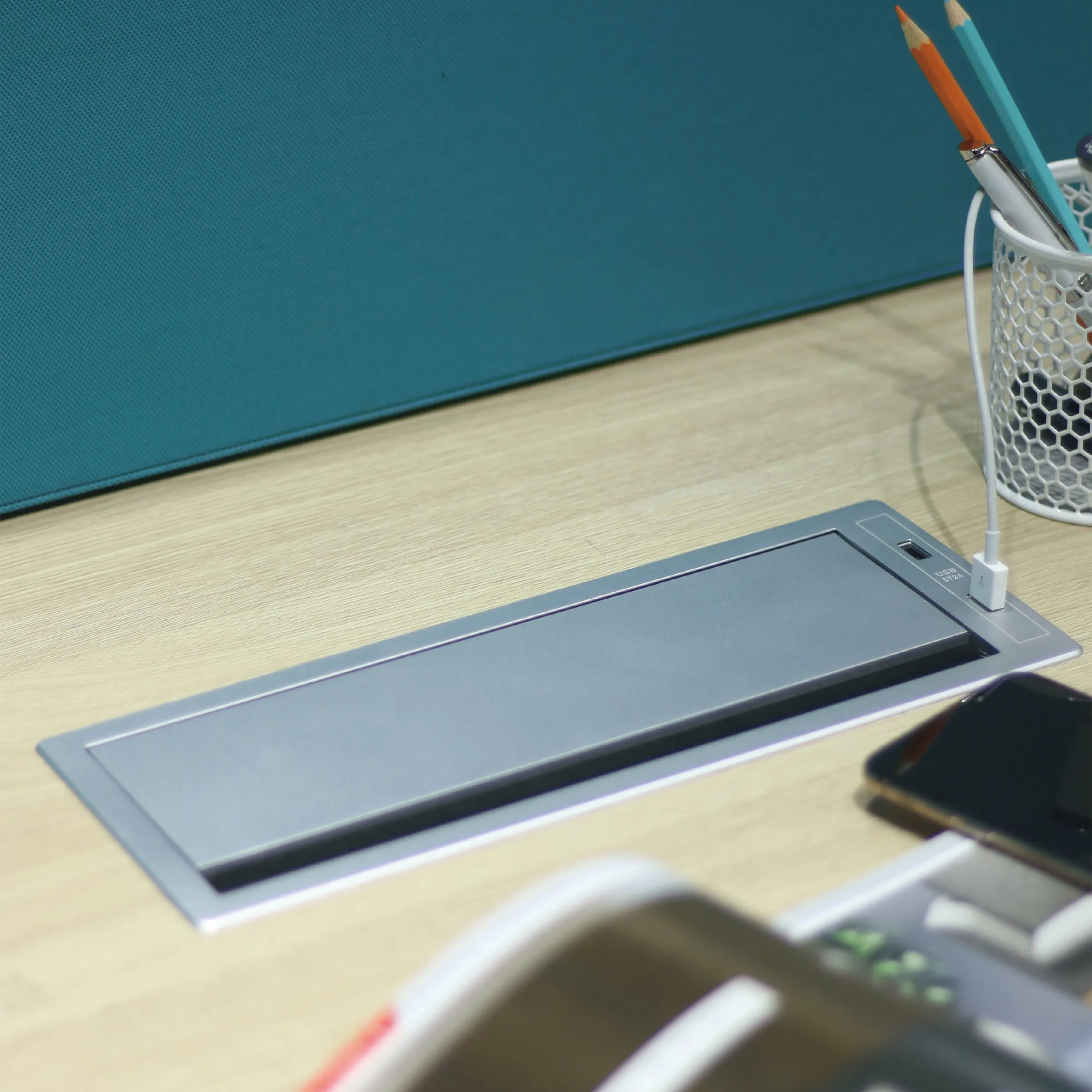 Hot sale office socket outlet cover aluminium wire manager cable hole cover grommet with USB