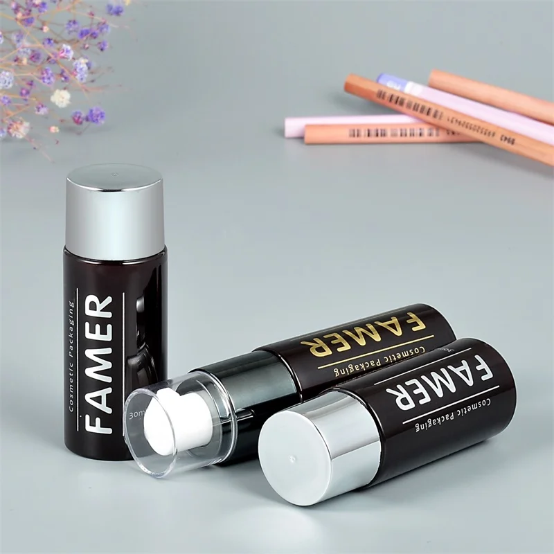 30ml cosmetic bottle customized print color screw cap inner stopper plug liquid skincare toner Eco-friendly reuse bottle