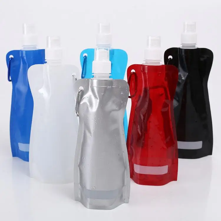 Hot Sale Portable Sports Outdoor BPA Free Foldable Colapsible 500ml Plastic Drinking Folding Water Bottle Water Bag
