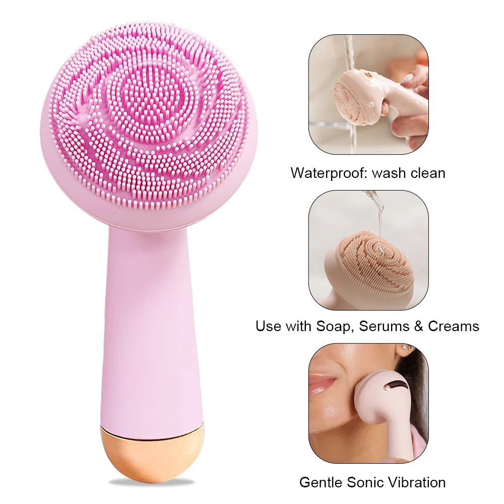  Electronic soft sonic wash silicone face cleaning