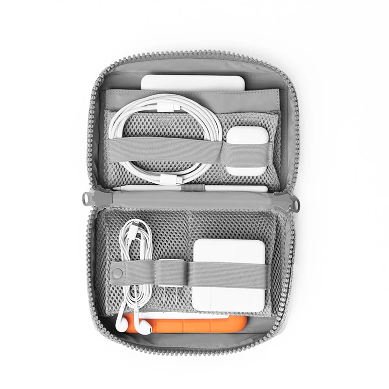 Portable Neoprene Cable Organizer Pouch Double-Layer Electronic Accessories Storage Bag for Travel for Digital Gear Camera Bags