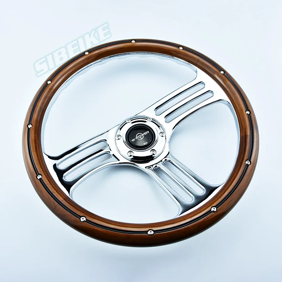 14inch Classic Vintage Car Steering Wheel Wood Style With Rivets Steering Wheel For Universal