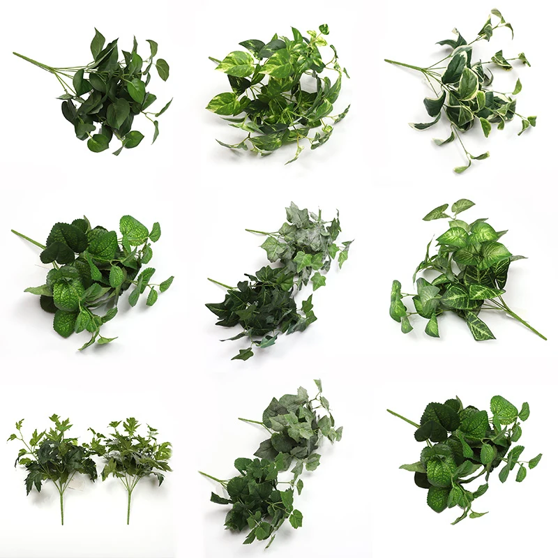 artificial decorative flowers,wreaths and plants artificial leaves faux plants home decor plastic fake plants greeny Resistant