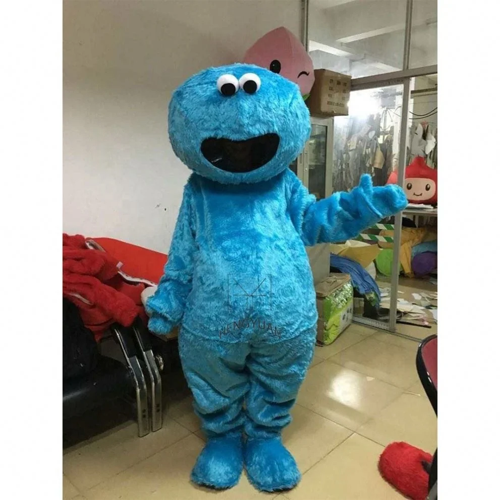 Hengyuan Long Plush Sesame Street Cartoon Characters Red Elmo Cookie Monster Mascot Costume Adult For Party