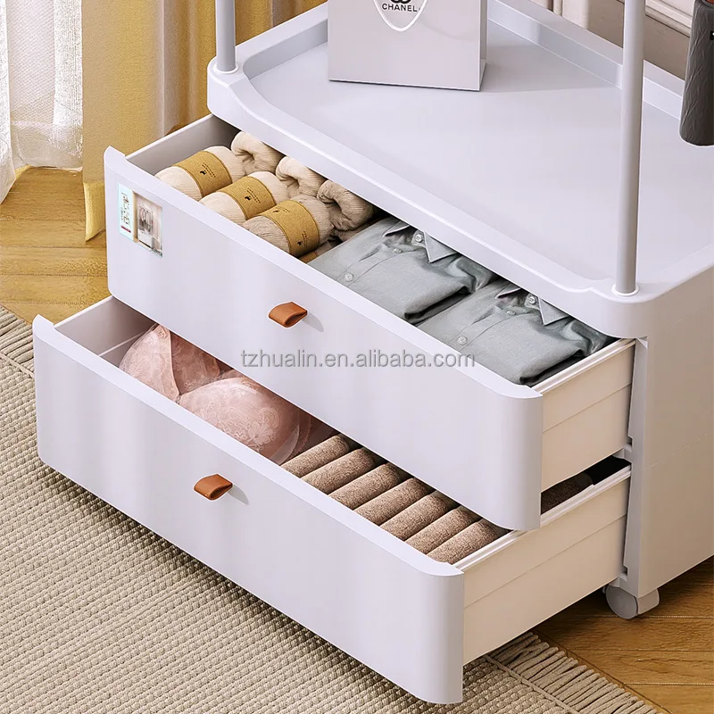 2024 New Bedroom Floor Mounted Clothes Hanger Clothes Storage Rack Corner Multifunctional Movable Hanging Rack Dustproof