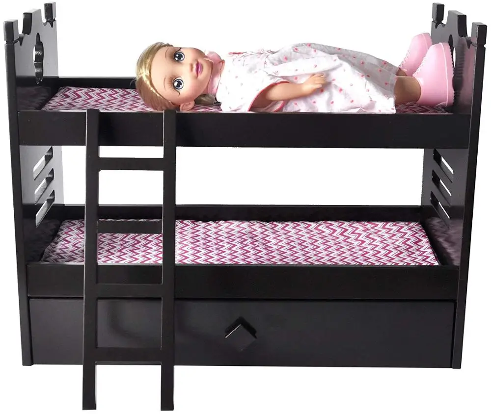 Готовая к отправке белая кровать, кукла из темного дерева, мебель для куклы, деревянная кукольная кровать