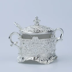 2022 Arabic Turkey Decorative Kitchen Canister  Floret Round Sugar Cup With Spoon