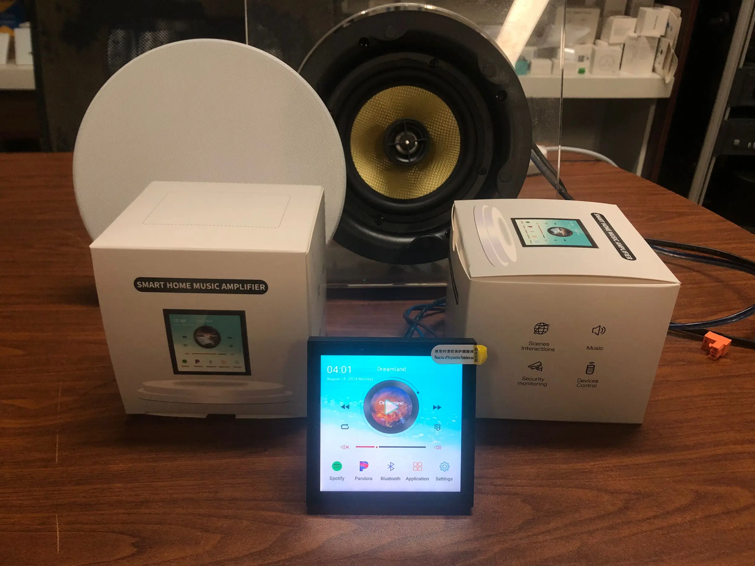 Hot Sell Multi Home Audio System 4 inch Smart control Panel 2x25w Bluetooth wall amplifier with Android/Tuya PA system