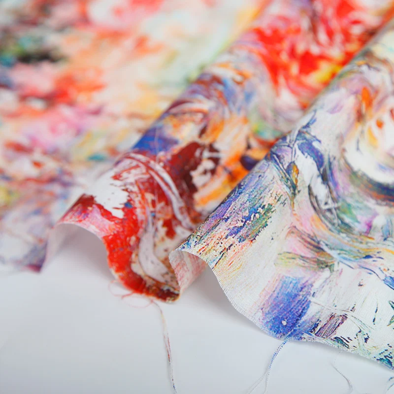 Pure linen high quality 17*17/52*53 Linen soft fabric red Floral for comfortable clothing