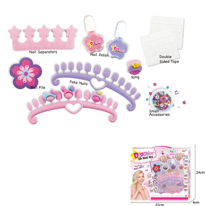 Hot Little Girl Nail Art Designs Stickers DIY Kids Toys For Children Manicure Sticker Nail Art Makeup Set For Little Girl