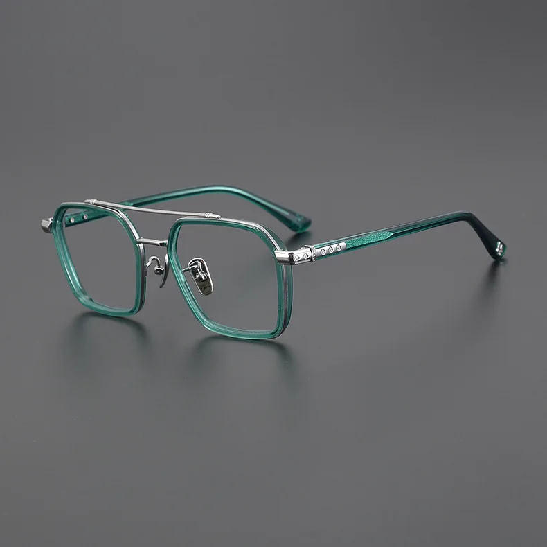 Оптовая продажа, зеленая ацетатная оправа для очков Oliver, двойная оправа для очков, титановая оправа для оптических очков