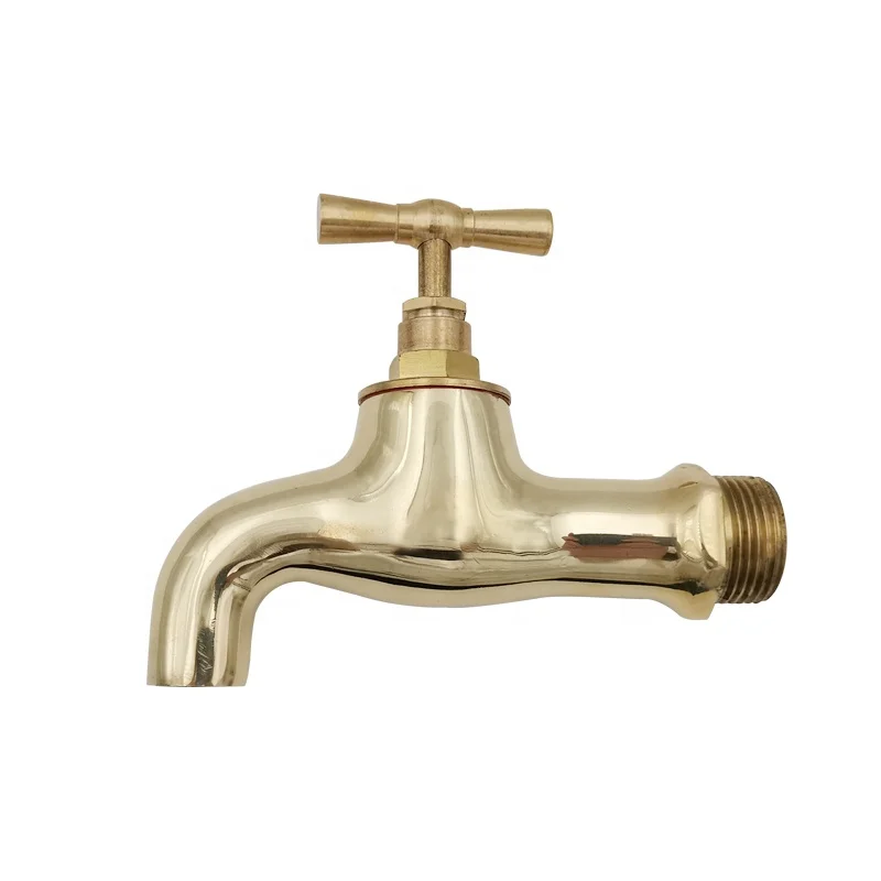 
Antique brass polished garden bibcock out door water stop cock 